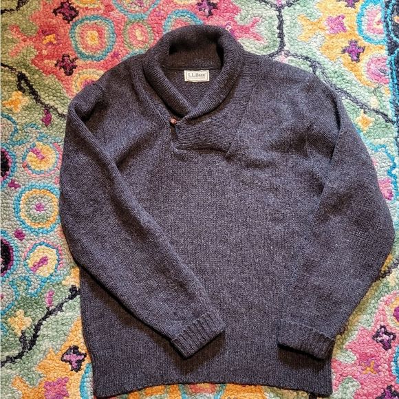 L.L. Bean Other - L.L. Bean Wool Chunky Knit Shawl Collar Sweater Men's Medium